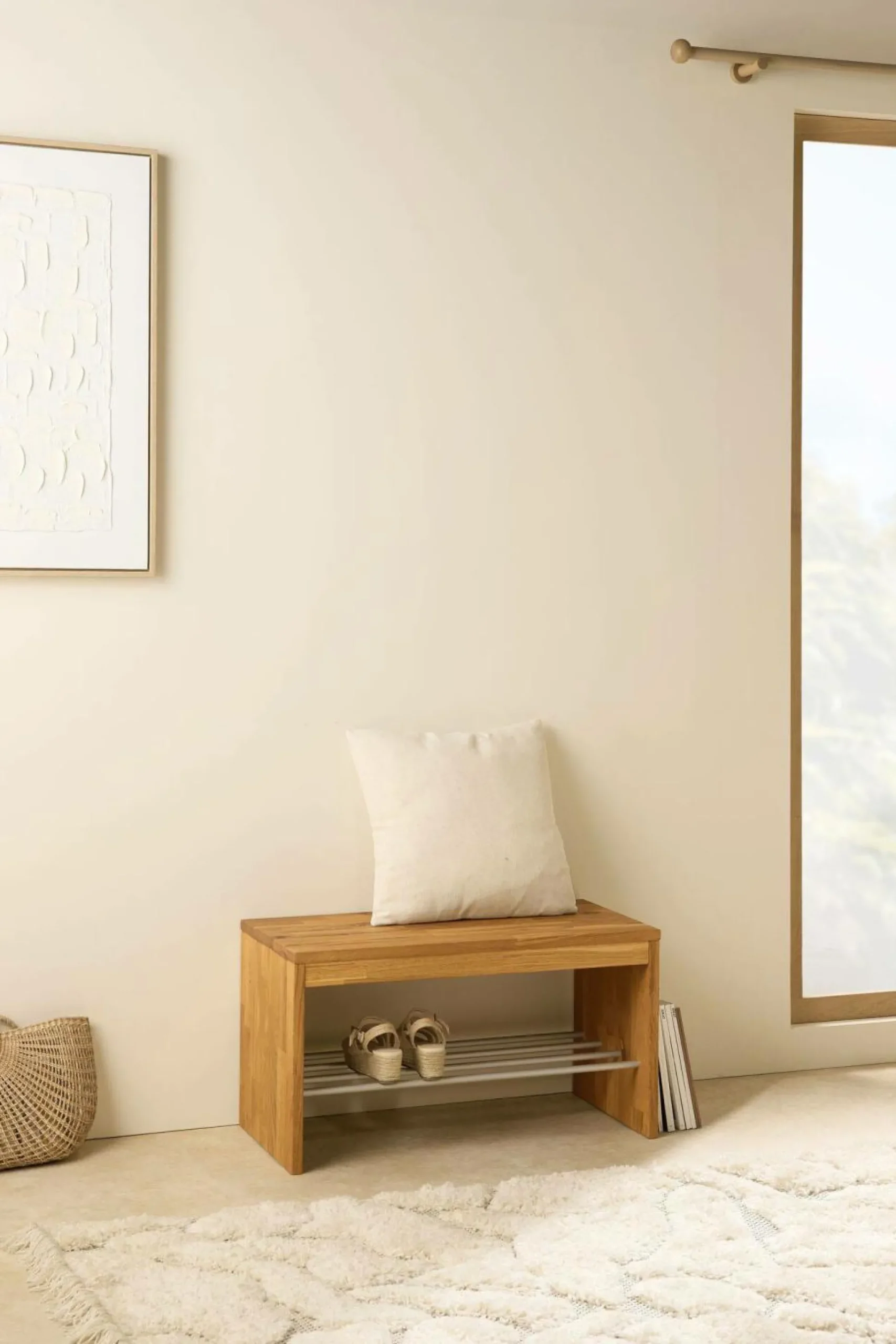 Banc à chaussures bois massif 1 place Cyriel - Chêne Massif