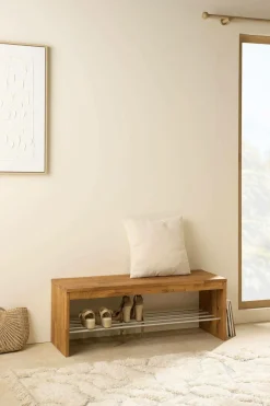 Banc à chaussures bois massif 2 places Cyriel - Chêne Massif