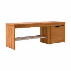 Banc à chaussures bois massif avec 1 cube de rangement Cyriel - Hêtre Massif
