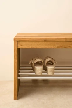Banc à chaussures bois massif 3 places Cyriel - Chêne Massif