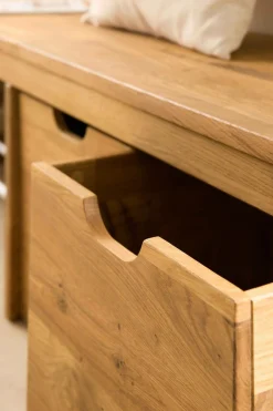 Banc à chaussures bois massif avec 2 cubes de rangement Cyriel - Chêne Massif