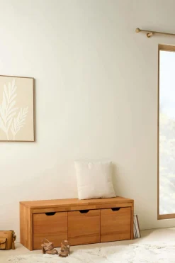 Banc bois massif 3 cubes de rangement Cyriel - Hêtre Massif