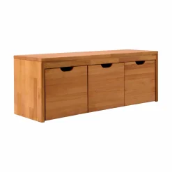 Banc bois massif 3 cubes de rangement Cyriel - Hêtre Massif