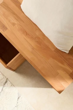 Banc bois massif 2 cubes de rangement Cyriel - Hêtre Massif