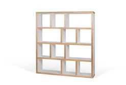 Bibliothèque 4 niveaux L150 cm Texas - Blanc/Naturel