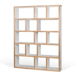 Bibliothèque 5 niveaux L150 cm Texas - Blanc/Naturel