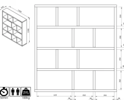 Bibliothèque 4 niveaux L150 cm Texas - Naturel