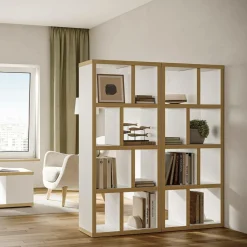 Bibliothèque 4 niveaux L70 cm Texas - Blanc/Naturel