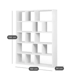 Bibliothèque 5 niveaux L150 cm Texas - Blanc