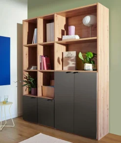 Bibliothèque 4 portes moyenne version Marlone - Carbone