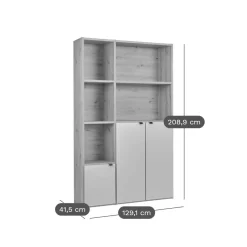 Bibliothèque 3 portes petite version Marlone - Perle