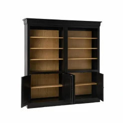 Bibliothèque bois massif 4 portes Embellie - Noir