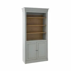 Bibliothèque bois massif 2 portes Embellie - Gris