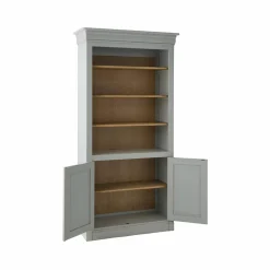 Bibliothèque bois massif 2 portes Embellie - Gris