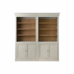 Bibliothèque bois massif 4 portes Embellie - Grège