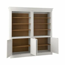 Bibliothèque bois massif 4 portes Embellie - Blanc