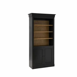 Bibliothèque bois massif 2 portes Embellie - Noir