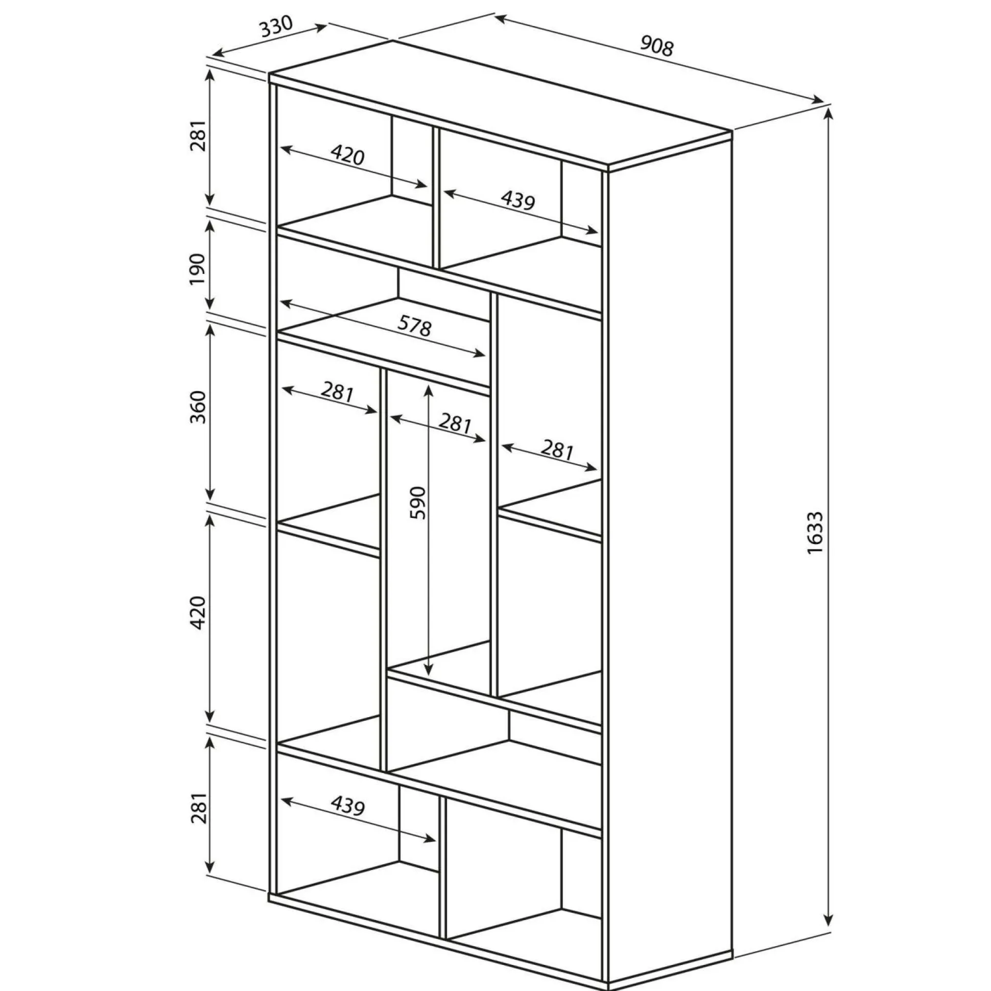 Bibliothèque Séoul - Chêne/Noir