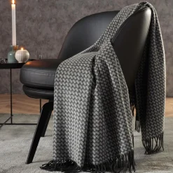 BIEDERLACK Plaid cachemire et laine Barbara - Anthracite