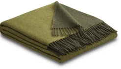 BIEDERLACK Plaid laine et cachemire Clarence - Olive/Vert - 130 x 170 cm