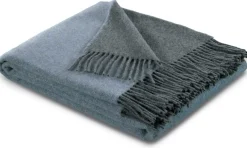 BIEDERLACK Plaid laine et cachemire Clarence - Bleu/Gris - 130 x 170 cm