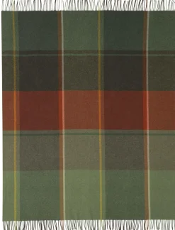 BIEDERLACK Plaid laine et cachemire à carreaux Clarence - Vert/Rouge - 130 x 170 cm