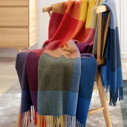 BIEDERLACK Plaid laine et cachemire à carreaux Clarence - Multi - 130 x 170 cm