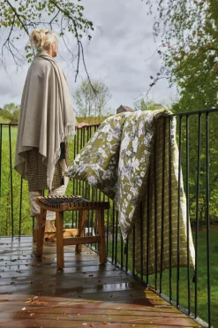 BLANC DES VOSGES Courtepointe satin Impérial - Olive - 110 x 180 cm