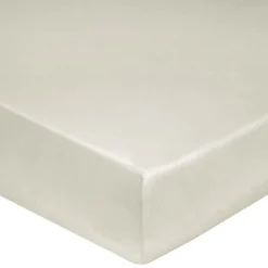 BLANC DES VOSGES Drap housse percale lavée Bohème - Crème - 140 x 190 cm
