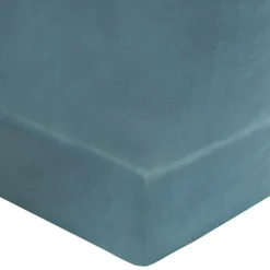 BLANC DES VOSGES Drap housse percale lavée Bohème - Orage - 140 x 190 cm