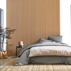 BLANC DES VOSGES Drap housse coton bio et recyclé Ressources - Anthracite - 140 x 200 cm