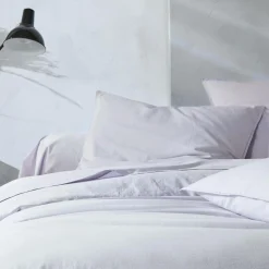 BLANC DES VOSGES Drap housse percale lavée Bohème - Perle - 140 x 190 cm
