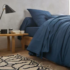 BLANC DES VOSGES Housse de couette percale lavée Bohème - Indigo - 140 x 200 cm