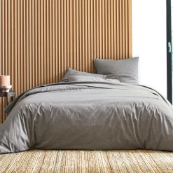 BLANC DES VOSGES Housse de couette coton bio et recyclé Ressources - Anthracite - 240 x 220 cm