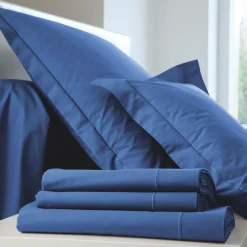 BLANC DES VOSGES Housse de couette Percale Easy - Bleu Royal - 280 x 240 cm