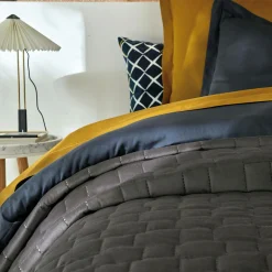 BLANC DES VOSGES Jeté de lit velours Spirit - Ardoise - 240 x 260 cm