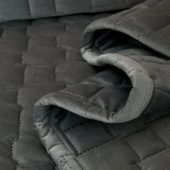 BLANC DES VOSGES Jeté de lit velours Spirit - Ardoise - 240 x 260 cm