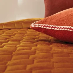 BLANC DES VOSGES Jeté de lit velours Spirit - Tangerine - 240 x 260 cm