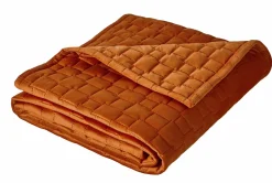 BLANC DES VOSGES Jeté de lit velours Spirit - Tangerine - 240 x 260 cm