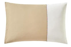 BLANC DES VOSGES Taie bicolore percale, Duo - Chanvre - Taie d'oreiller 50 x 75 cm