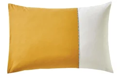 BLANC DES VOSGES Taie bicolore percale, Duo - Ocre - Taie d'oreiller 50 x 75 cm