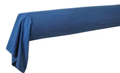 BLANC DES VOSGES Taie de traversin percale lavée Bohème - Indigo - Taie de traversin 45 x 190 cm