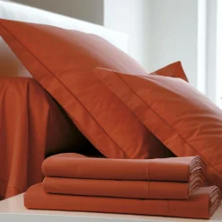 BLANC DES VOSGES Taie de traversin Percale Easy - Terracotta - Taie de traversin 45 x 190 cm