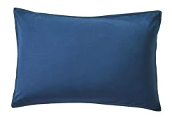 BLANC DES VOSGES Taie d'oreiller percale lavée Bohème - Indigo - Taie d'oreiller 50 x 75 cm