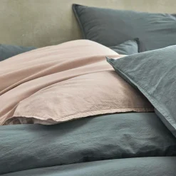 BLANC DES VOSGES Taie d'oreiller percale lavée Bohème - Nacre - Taie d'oreiller 50 x 75 cm