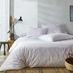 BLANC DES VOSGES Taie d'oreiller percale lavée Bohème - Perle - Taie d'oreiller 65 x 65 cm