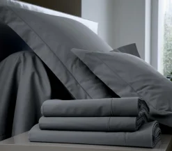 BLANC DES VOSGES Taie d'oreiller Percale Easy - Acier - Taie d'oreiller 50 x 73 cm