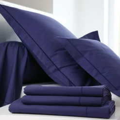 BLANC DES VOSGES Taie d'oreiller Coton - Marine - Taie d'oreiller 50 x 73 cm