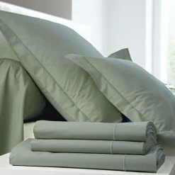 BLANC DES VOSGES Taie d'oreiller Percale Easy - Sauge - Taie d'oreiller 65 x 65 cm