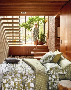 BLANC DES VOSGES Taie d'oreiller satin Impérial - Olive - 50 x 75 cm